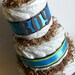 Hoot Owl Baby Shower Diaper Cake In Blue and Green