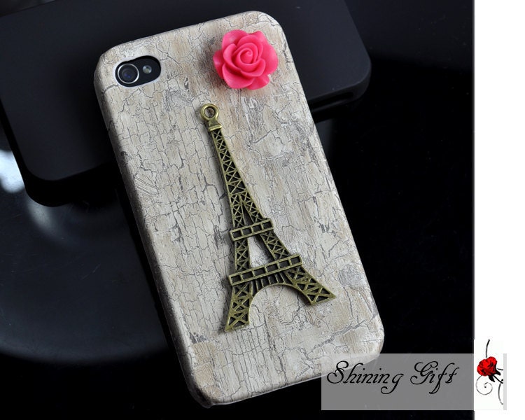 Eiffel Tower Iphone Case iPhone 4 Case, iphone 4 cover, White Wooden Case For iphone 4 & iphone 4S, Apple iPhone 4 Case