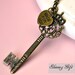 Victorian old big crown key Necklace, with a loving heart