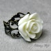 Vintage Inspired Blooming White Rose Flower Resin Ring