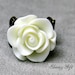 Vintage Inspired Blooming White Rose Flower Resin Ring