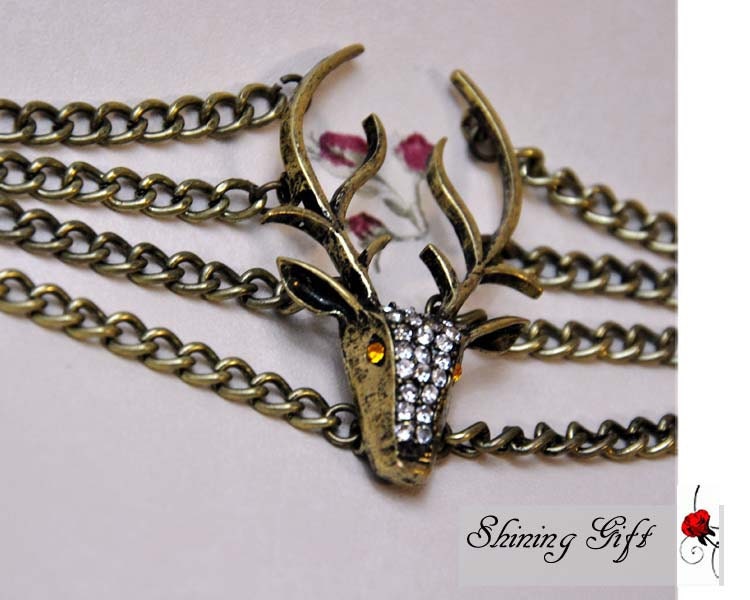vintage style elk deer antlers bracelet