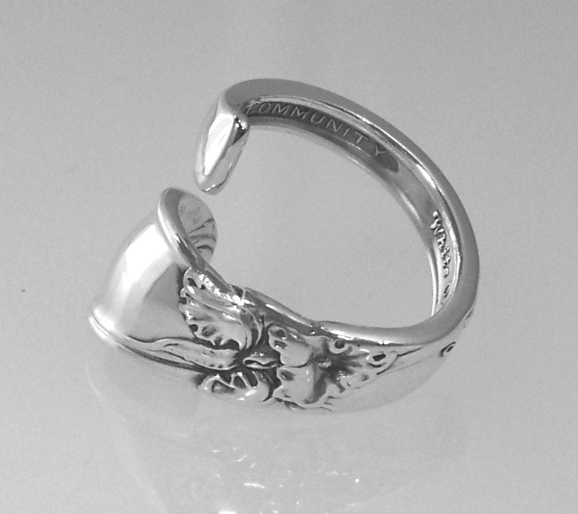 Silver Spoon Ring  - White Orchid 1953 - Silverware Jewelry