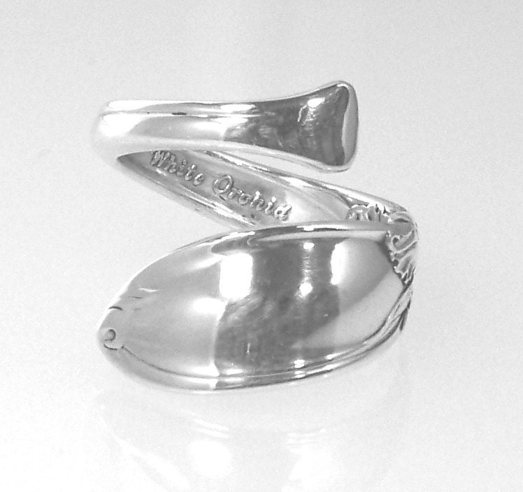 Silver Spoon Ring  - White Orchid 1953 - Silverware Jewelry
