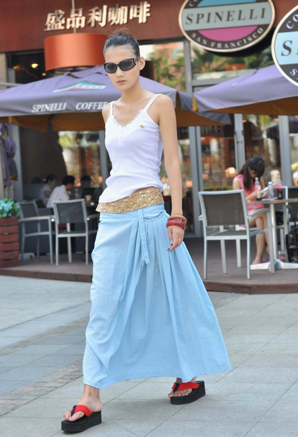 Fairy Light Blue Low Waist Long Maxi Skirt - NC058