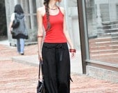 Graceful Casual Black Wide leg Long Linen Pants - NC004