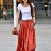 Maxi Skirt Lagenlook Sexy Bud Long Skirt in Dark Orange - NC023