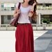 Romantic Bud Skirt Summer Skirt Linen Skirt in Wine Red - NC046