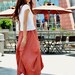 Lagenlook Maxi Skirt in Orange Two Big Pockets Elastic Waist Skirt - NC048