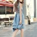 Knee Length Sundress Two Layers Vest Dress in Grey-blue Summer Dress Custom Made - NC056