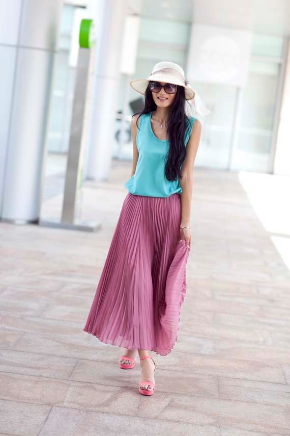 Fairy Retro Chiffon Maxi Skirt Big Sweep Long Pleated Skirt in Purple Red - NC167