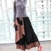 Black Indian Ethnic Linen Patchwork Wide Leg Pants skirt - NC234