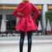 Rose Red Hooded Jacket Fluffy Artificial Suede Leather Hoodie Spring Trench Coat Autumn Coat long sleeves custom Women Tunic - NC266