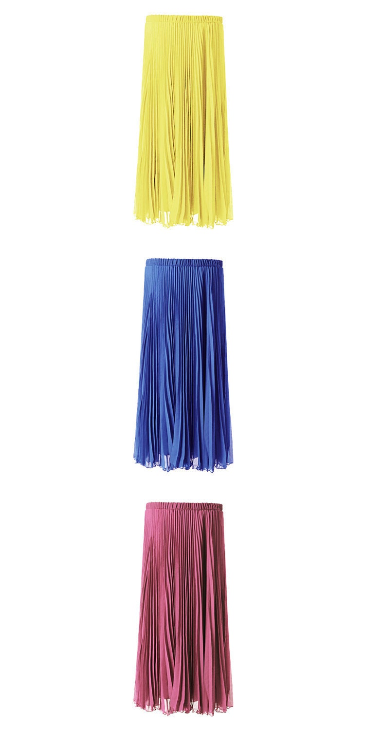 Fairy Retro Chiffon Maxi Skirt Big Sweep Long Pleated Skirt in Purple Red - NC167