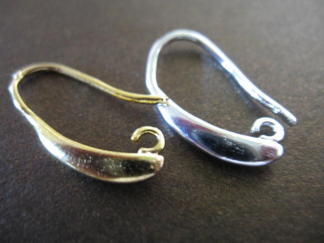 10 pcs (5 pairs), 20x11 mm, mix n match, Silver or Gold Plated Brass  CONTEMPORARY SLEEK    French Hooks Earwires  E4..