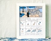 Kitchen Art print 'Crêpes from Brittany' French Recipe illlustration 8x10 Food Blue