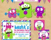 DELUXE Printable Girls Birthday Party Package - Little Monster-  Print Yourself (NEW). by Your Printable Party