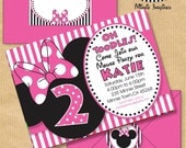 Minnie Mouse Inspired Birthday Party Invitation 5x7" with Address Labels, Now with Matching Envelope Template - Print yourself