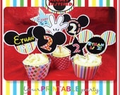 Mickey Mouse Cupcake Toppers & Cupcake Wrappers - PERSONALIZED - Print yourself