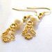 Hamsa Earrings. Gold Plated Hamsa Hand Pendant Earrings With Pearls