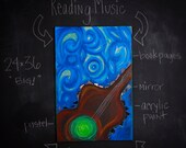 Guitar Painting, Giclee Painting Print, Abstract Music Art, (12x18) "Reading Music", Wall Decor