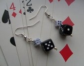 Dice earrings - jewelry - earring - dangle - drop - Las Vegas jewelry - bunco - gamble - Red Black White dice - casino - twos are wild
