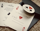 Set of 10 Vegas or poker Themed Wedding or Party  Invitations