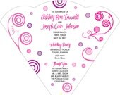 SET OF 25 Pink & Purple Swirls Design Wedding Fan custom colors available