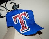 NEW  Texas Rangers Cadet Cap w/ Rhinestone Accents and sparkle - Royal