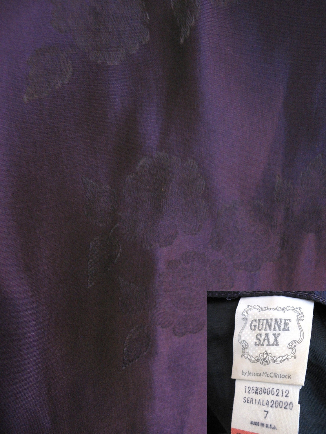 SALE - Vintage Gunne Sax Jessica McClintock Deep Purple Taffeta Prom Dress w/ Full Skirt