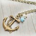 Anchor Jewelry Anchor Necklace Nautical Jewelry Vintage Pearl Turquoise Czech Glass Preppy Beach Wedding