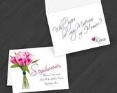 Will you be my Bridesmaid Card Set - (Shown in Pink)