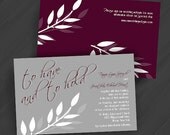 Branch of Love Invitations for Birthday/Anniversary/Shower/Wedding/Your Special Event (Shown in Plum/Grey, also Blue/Grey)