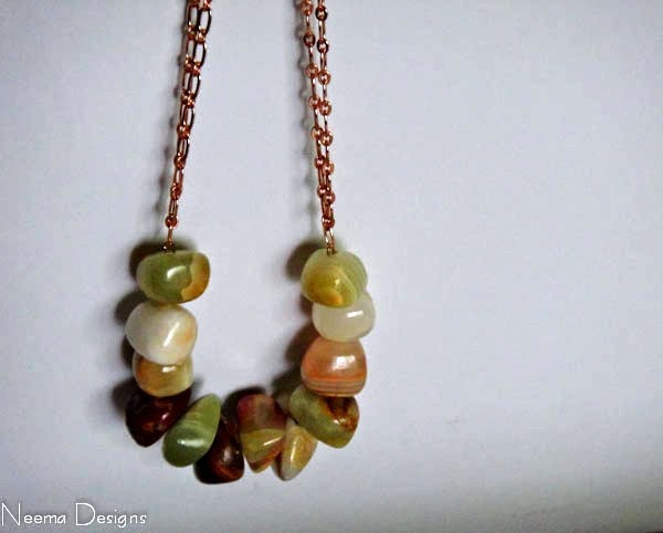 Onyx U Double Chain Necklace. Italian Onyx with rose gold chain. 24K gold clasp. Stone & Flair Collection
