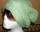 Hand Crocheted - Adult/Teen - Honeydew/Mint Green - Raggae - Rasta - Beret - Slouchy Style Hat