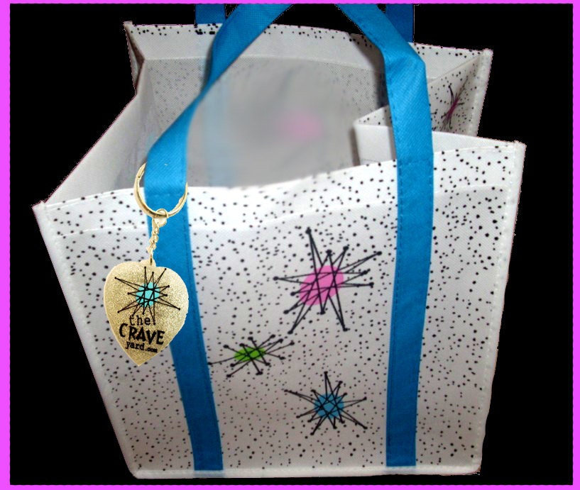 eco friendly reuasble TOTE bag purse ATOMIC STARBURST inspired by franciscan shopping shopper