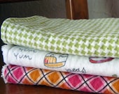 Chenille Baby Neutral Burp Cloths - Plaid & Baby Food - LAST ONE