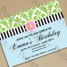 Custom Printable Party Invitation - Print Your Own Pink Green Blue Flower Polka Dot Invite Birthday Party