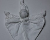 Knot Doll, Waldorf Style Teething doll, White Flannel with Light Blue finishes