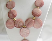 Mauve/pink shell bib necklace