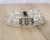 Statement bracelet clear Swarovski crystal bracelet double-stranded clear and white