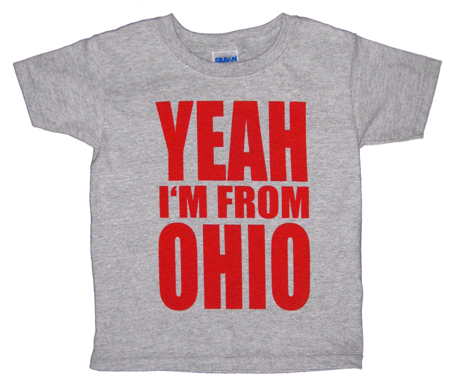 Toddler Tee - 'Yeah I'm From OHIO' in Red on Heather Grey Tee