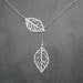 Autumn Leaves -- Leaf Lariat Necklace -- Silver Necklace -- Leaf Necklace