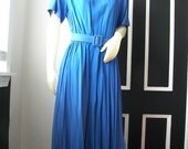 Long Ocean Blue Dress with Buttons