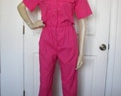 80s Jumpsuit - Hot Pink - S/M - Petite