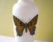 Opaque Glass Vase with Painted Butterfly UK Home Decor