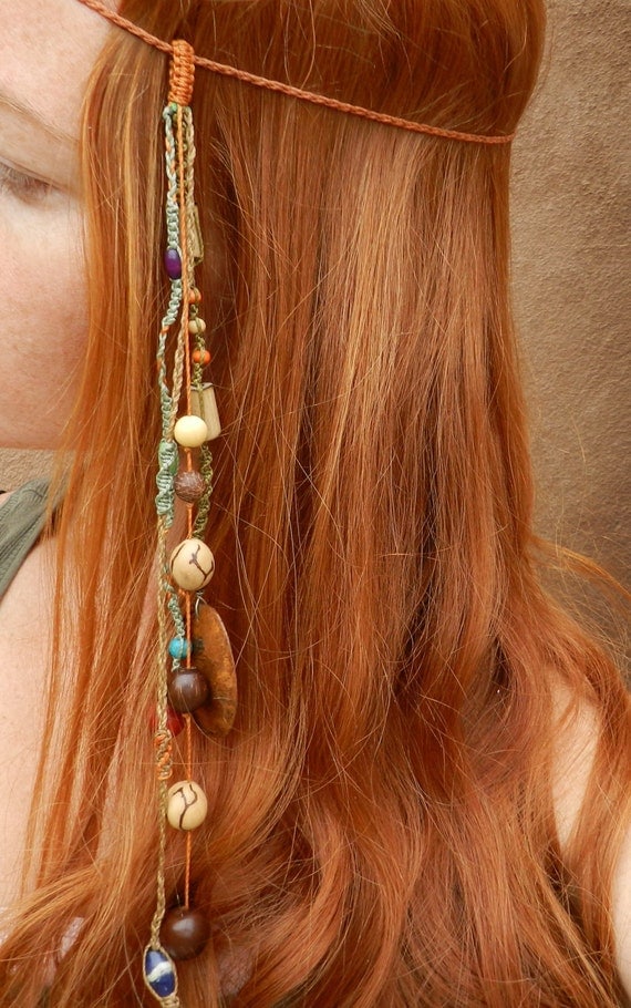 Boho Headband--Amazon Jungle Princess--hair feather-tribal headdress-hippie summer jewelry