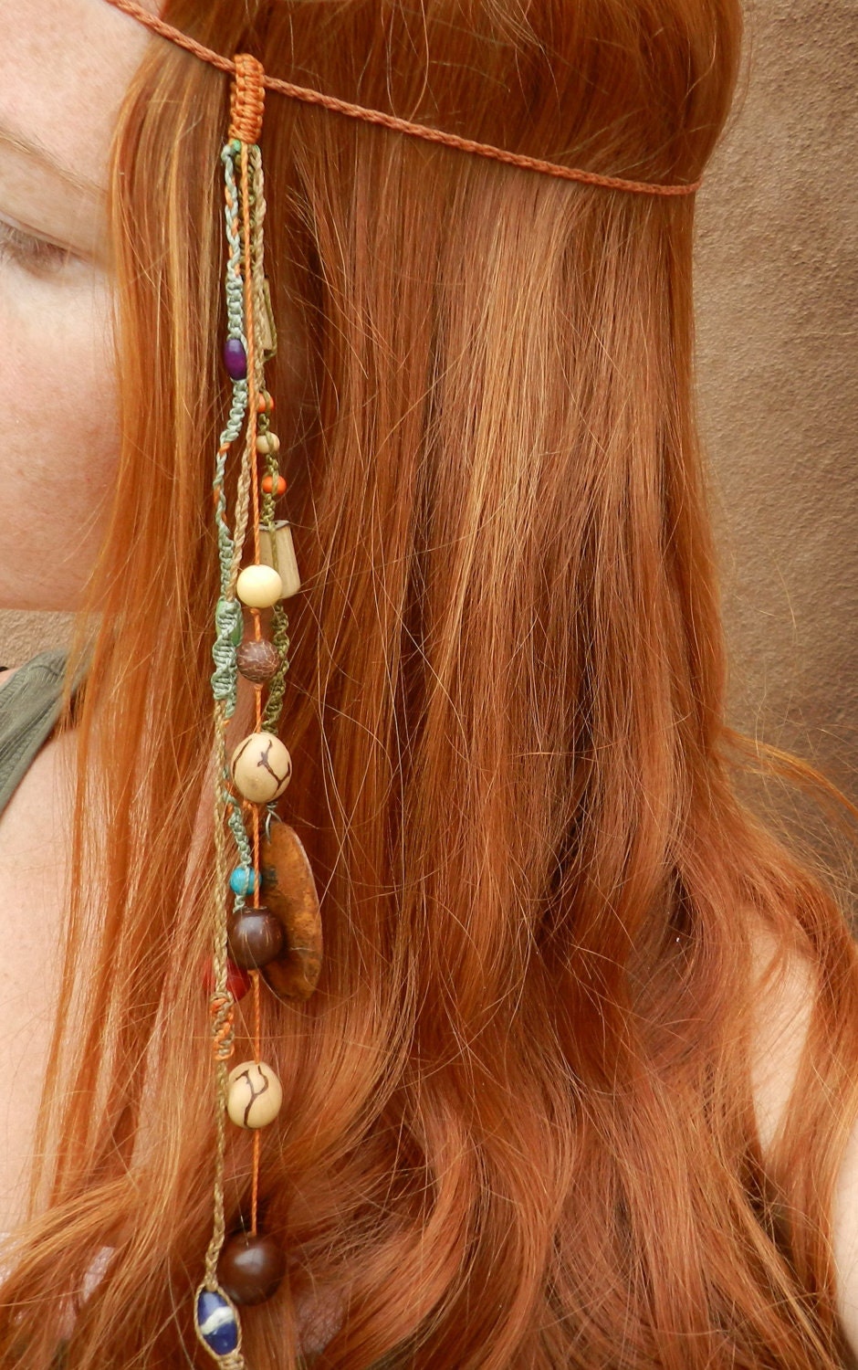 Boho Headband--Amazon Jungle Princess--hair feather-tribal headdress-hippie summer jewelry