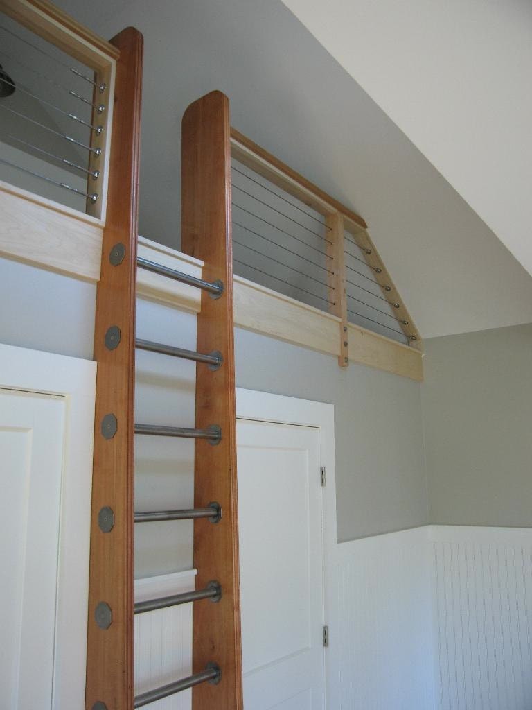 Ship's Ladder for Loft/Library/Attic - Custom Built - Natural Wood & Stainless