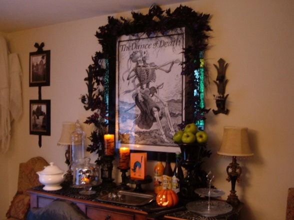 The Dance of Death -Skeleton Print for Goth, Halloween wedding party, Day of the Dead